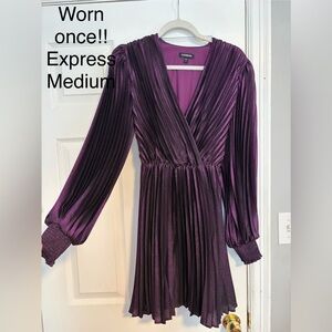 Express Shimmering Purple Long Sleeve Dress